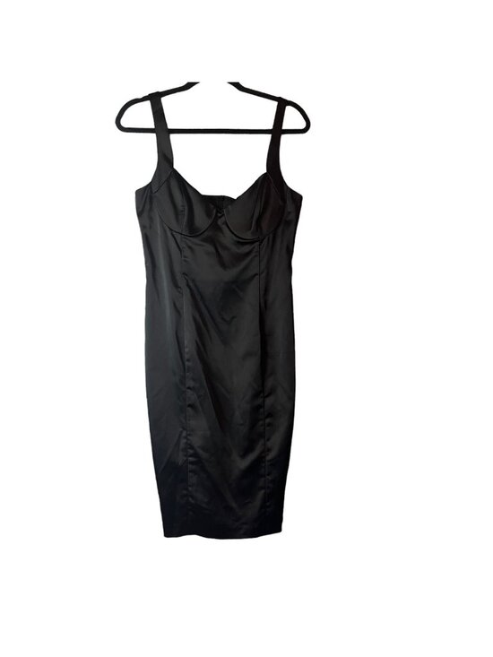 Zara Dresses & Skirts - Zara Womens Dress Black Size Large Satin Sleeveless Corset Sheath Midi